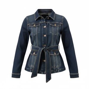 Spanx Classic Dark Blue Women's Denim Jacket with Waist Tie